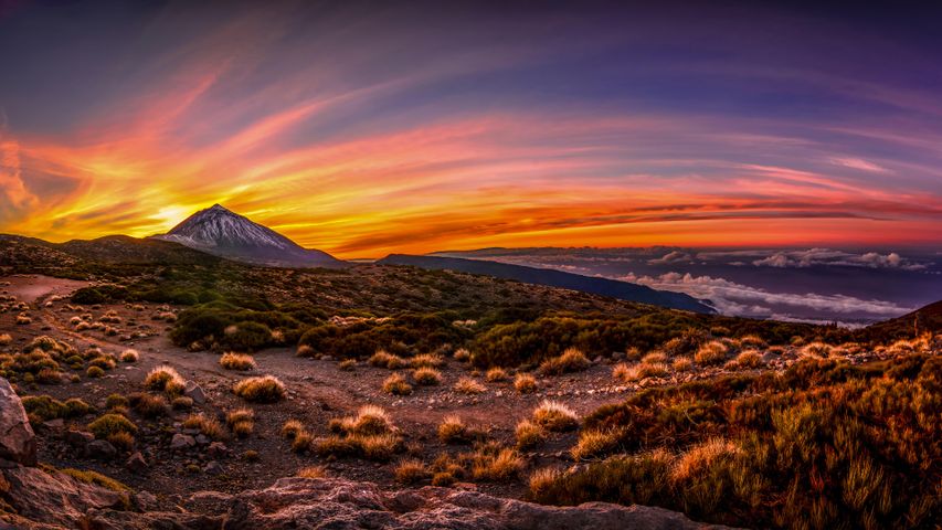 Sonnenuntergang im Nationalpark El Teide, Teneriffa, Kanarische Inseln, Spanien