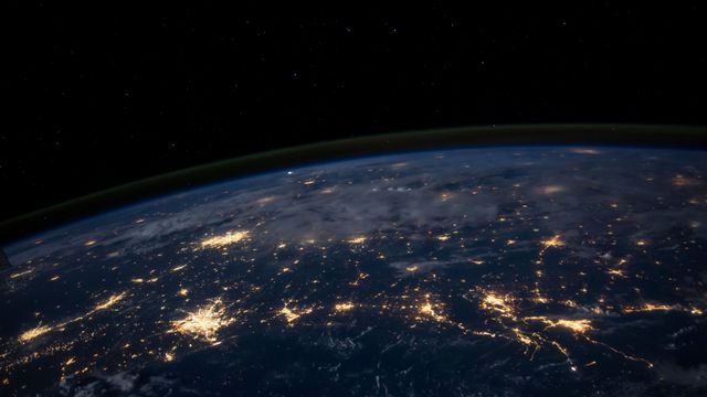 A nighttime view of the Gulf Coast states from 362 kilometres above Earth