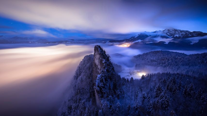 Panoramablick auf die Berchtesgadener Alpen, Bayern