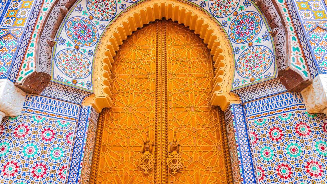 Decorated gate of the Royal Palace of Fez, Morocco