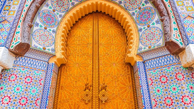 Decorated gate of the Royal Palace of Fez, Morocco