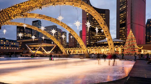 Christmas Lights and Christmas tree at Nathan Phillips square, Toronto