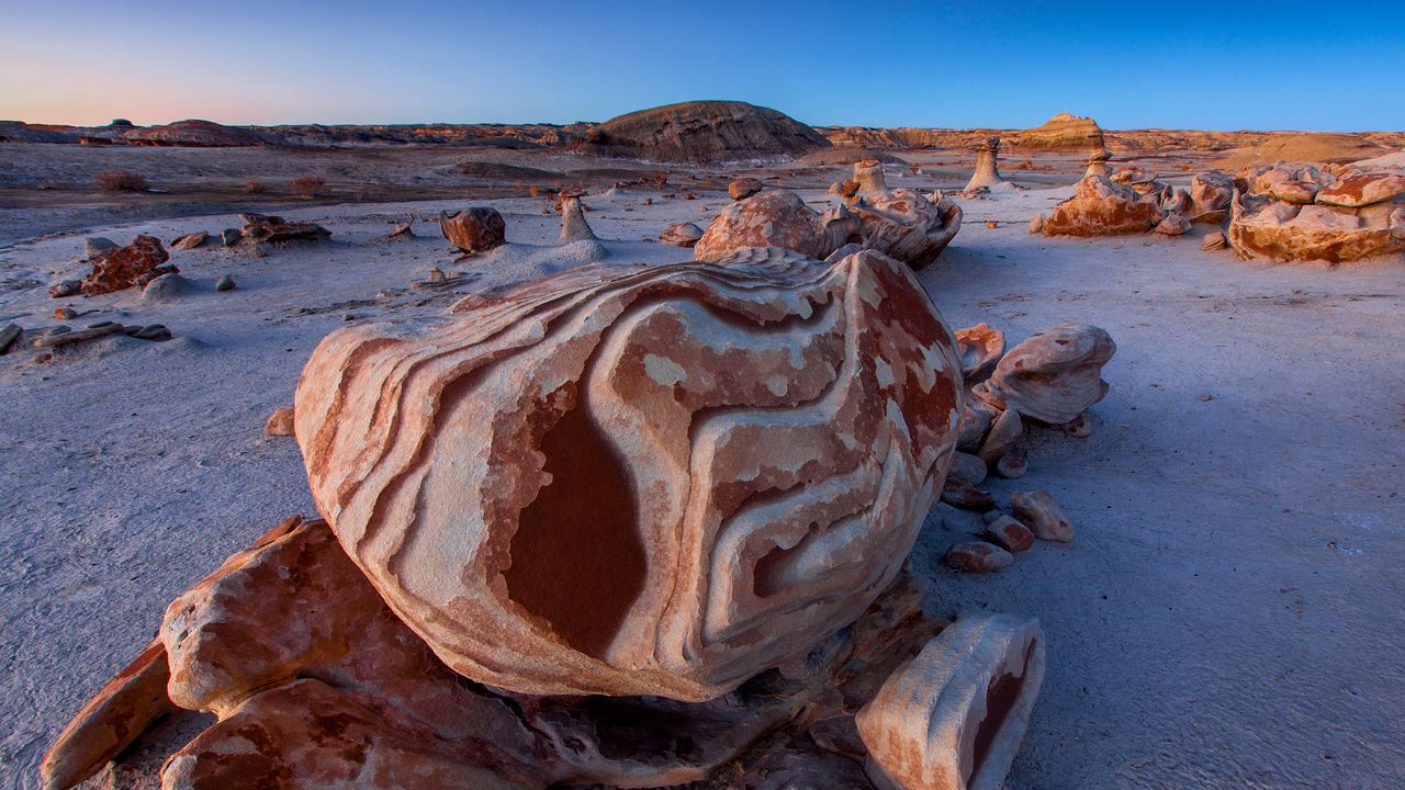 The 'Alien Egg Hatchery' in the Bisti/De-Na-Zin Wilderness, New Mexico, USA