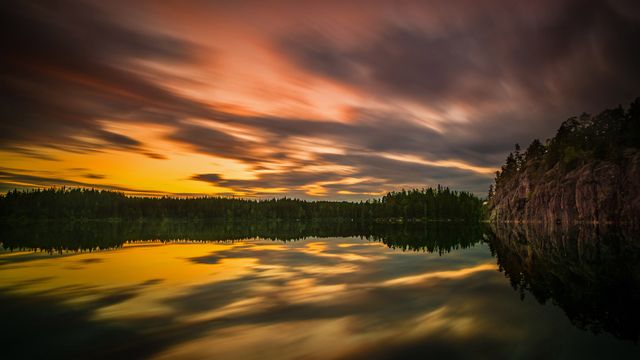 Midsummer light captured at a lake near the city of Örebro, Sweden