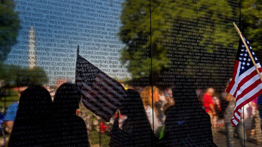 Visitors at the Vietnam Veterans Memorial in Washington, DC