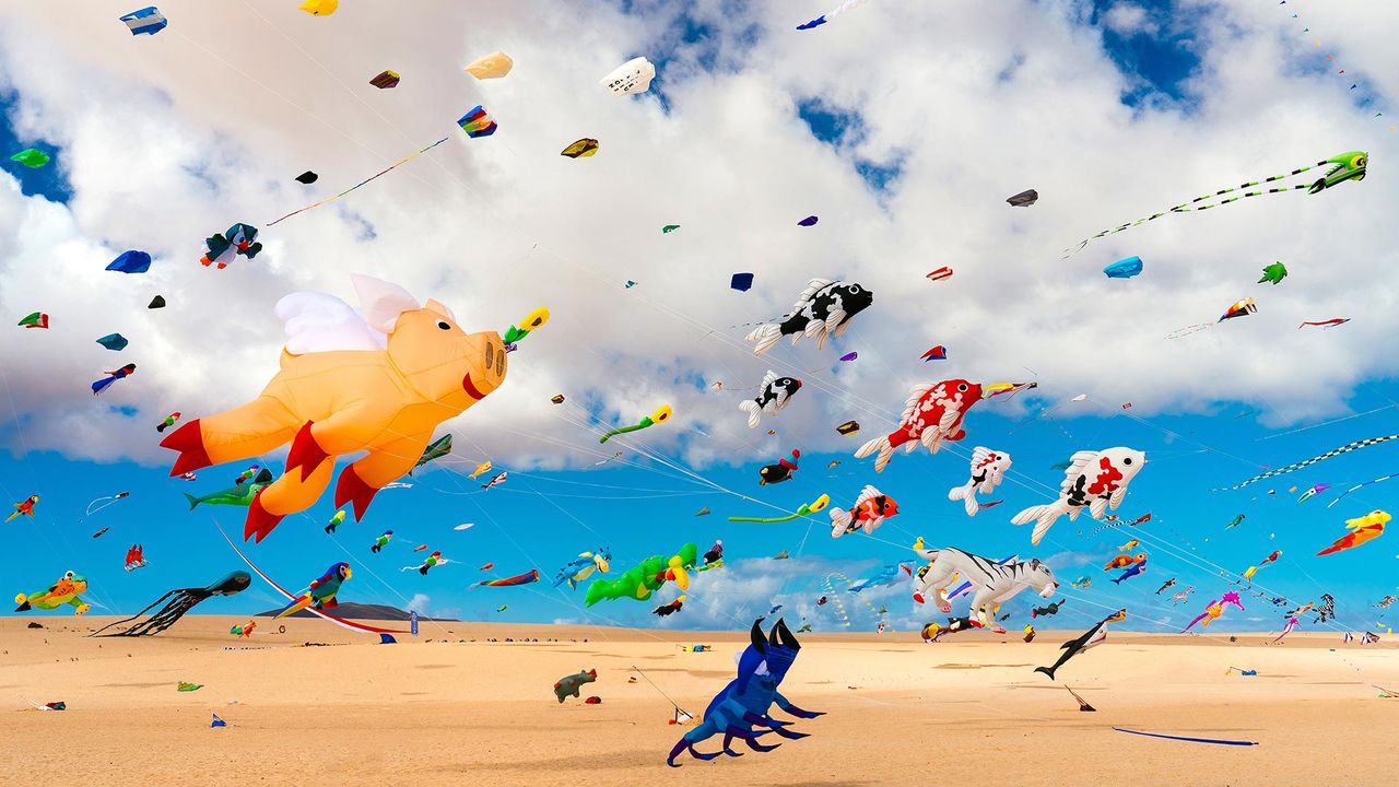 Cometas en la playa de Corralejo, Fuerteventura