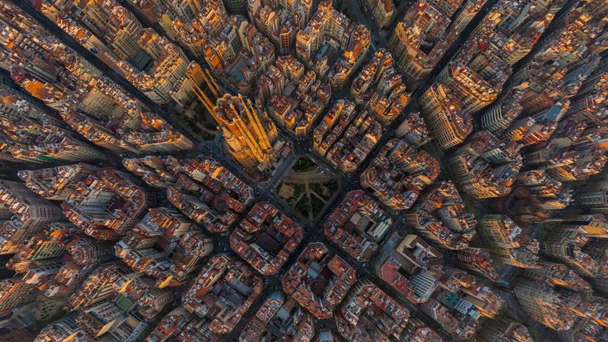 Imagen aérea de La Sargrada Familia, Barcelona, España