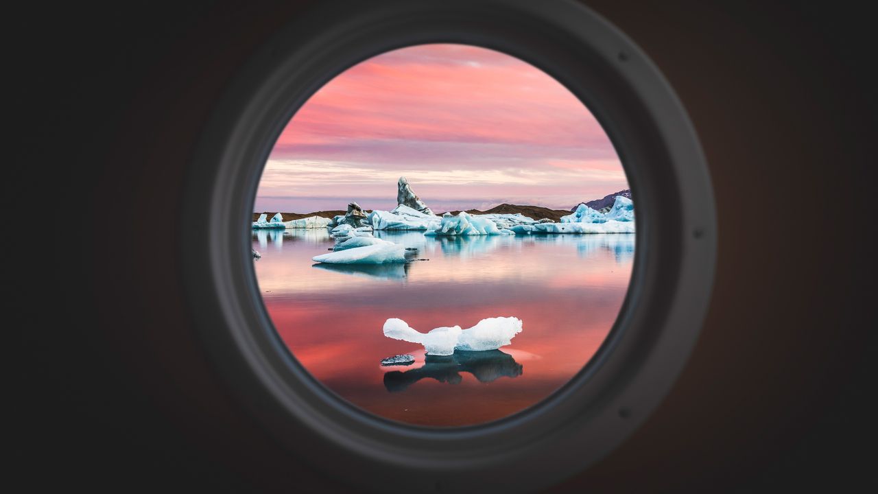 Blue ice, pink sky