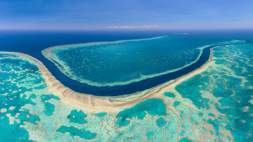 Imagem aérea da Grande Barreira de Corais, na Austrália