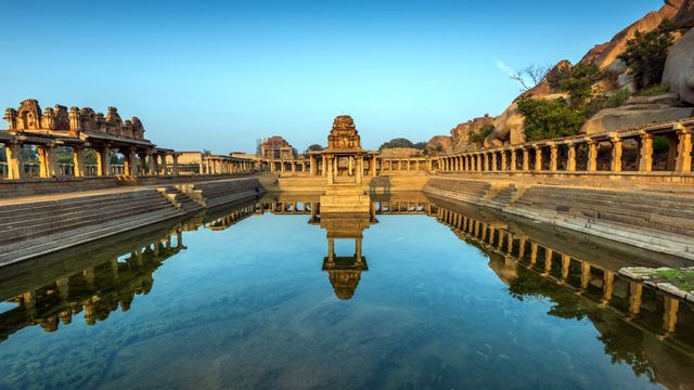 Pushkarani at Krishna Temple in Hampi, Karnataka