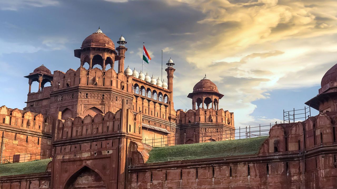 National flag hoisted at Red Fort in New Delhi, India