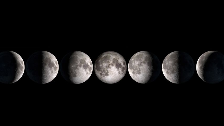 Composite photo showing the phases of the Moon