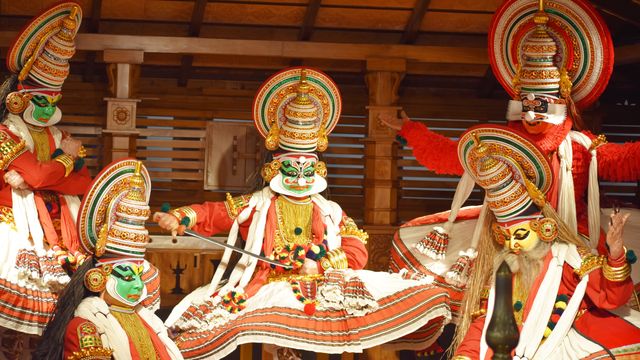 Kathakali dancers performing in Kerala, India