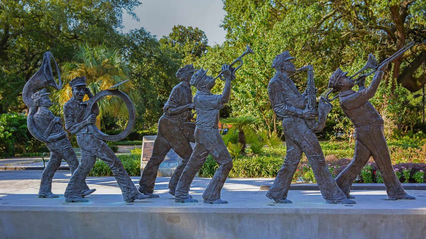 Conjunto escultórico en el parque Louis Armstrong, Nueva Orleans