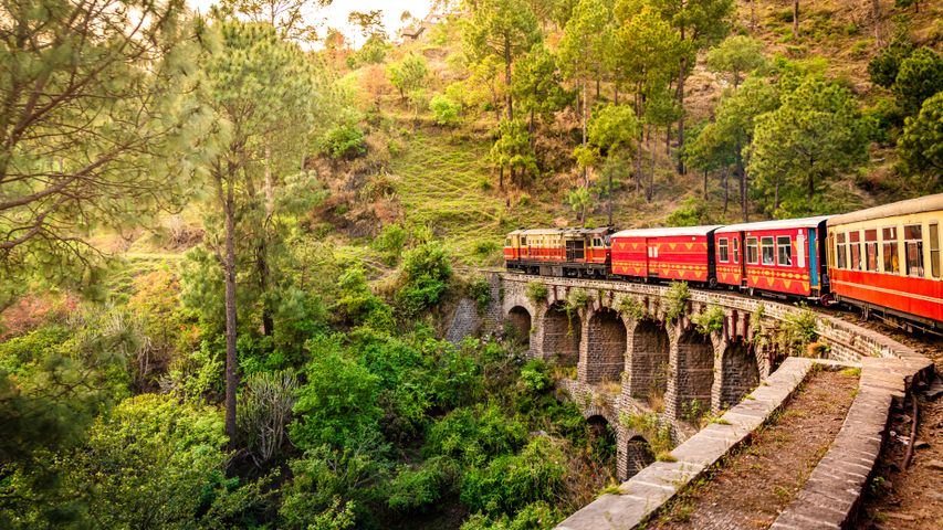 Toy train ride on the Kalka-Shimla route in India