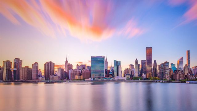 New York City skyline with United Nations headquarters