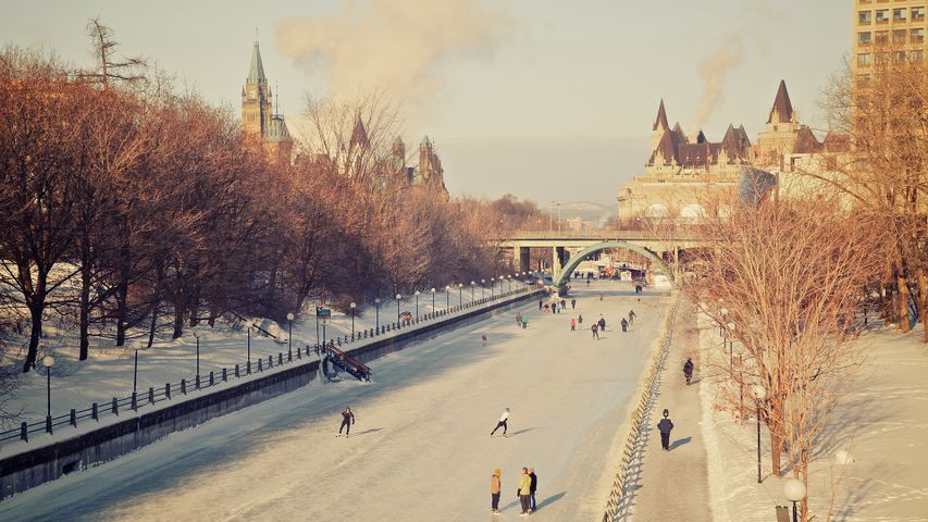 Rideau Canal Skateway during Winterlude in Ottawa, Canada