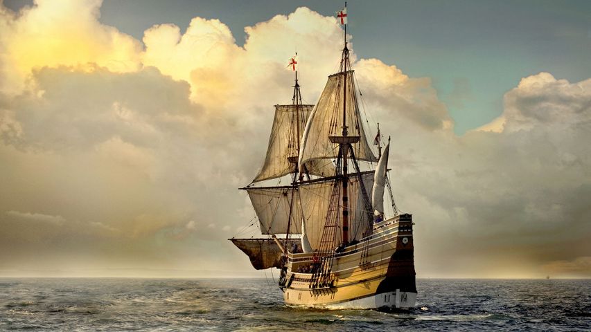 The Mayflower II replica of the original Mayflower