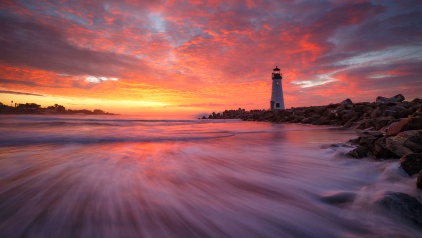 Winter sunrise, Walton Lighthouse, Santa Cruz, California
