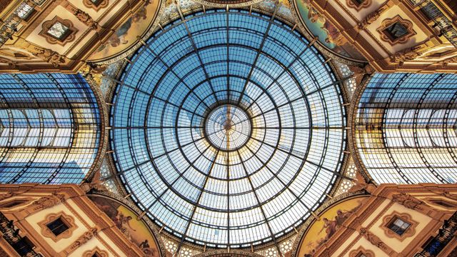 The glass dome of Galleria Vittorio Emanuele II, Milan, Italy