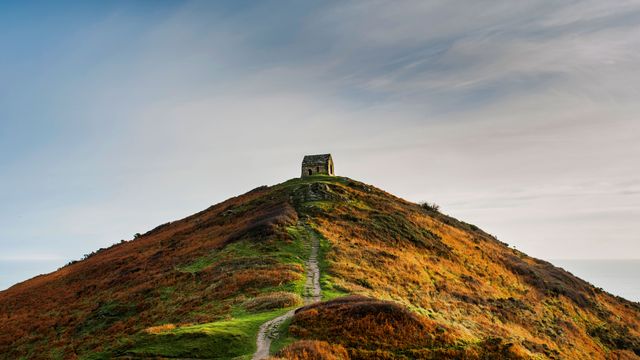 Low angle view of Rame Head, Cornwall.