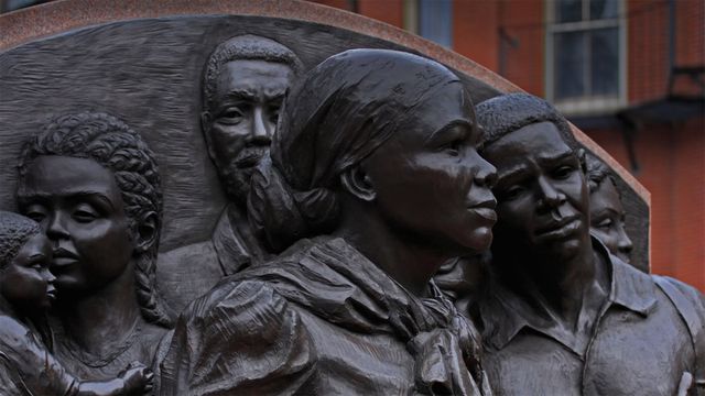 'Step on Board,' the Harriet Tubman Memorial, sculpted by Fern Cunningham, in Boston, Massachusetts
