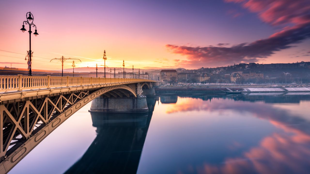 Margaret Bridge, Danube River, Sunset, Budapest, Hungary