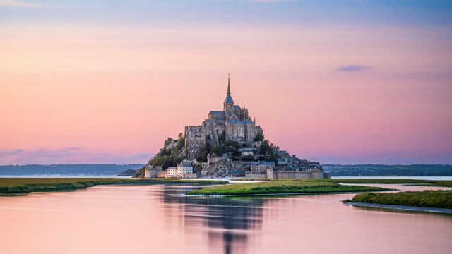 Mont-Saint-Michel during high tide, Manche, Normandy, France