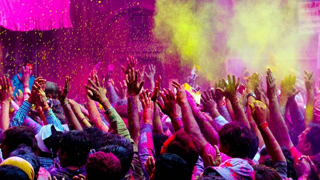 People celebrating Holi in India
