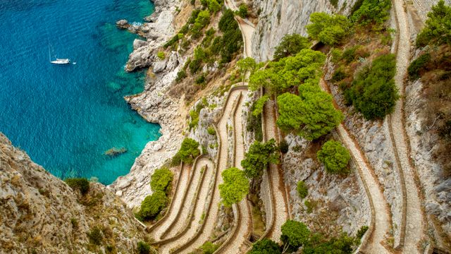 The Via Krupp footpath on Capri island, Italy