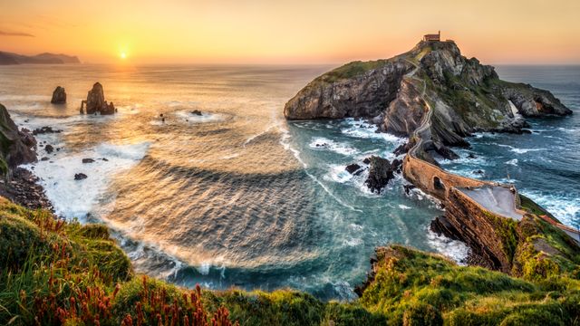 Gaztelugatxe at sunset, Basque Country, Spain