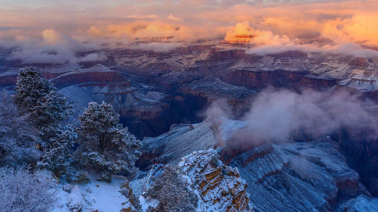 Winter am Isis Temple im Grand-Canyon-Nationalpark, Arizona, USA