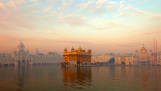 Morning view of the Golden Temple in Amritsar, India