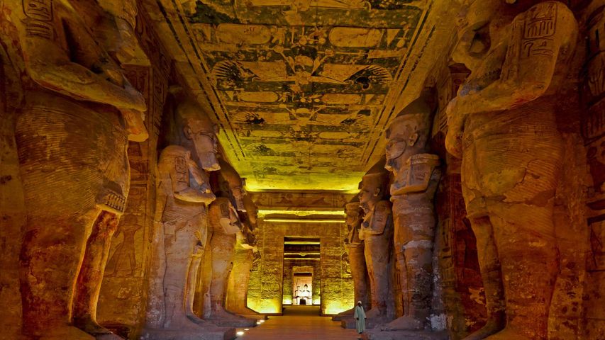 The interior of the Great Temple of Ramesses II, Abu Simbel, Egypt