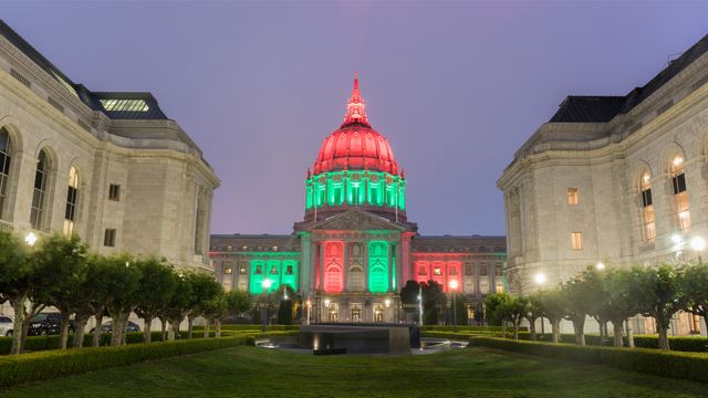 City Hall lit up for Juneteenth in San Francisco, California