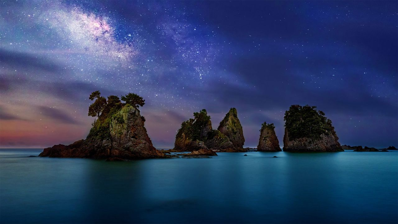 The Minokake-Iwa rocks off the coast of the Izu Peninsula, Japan