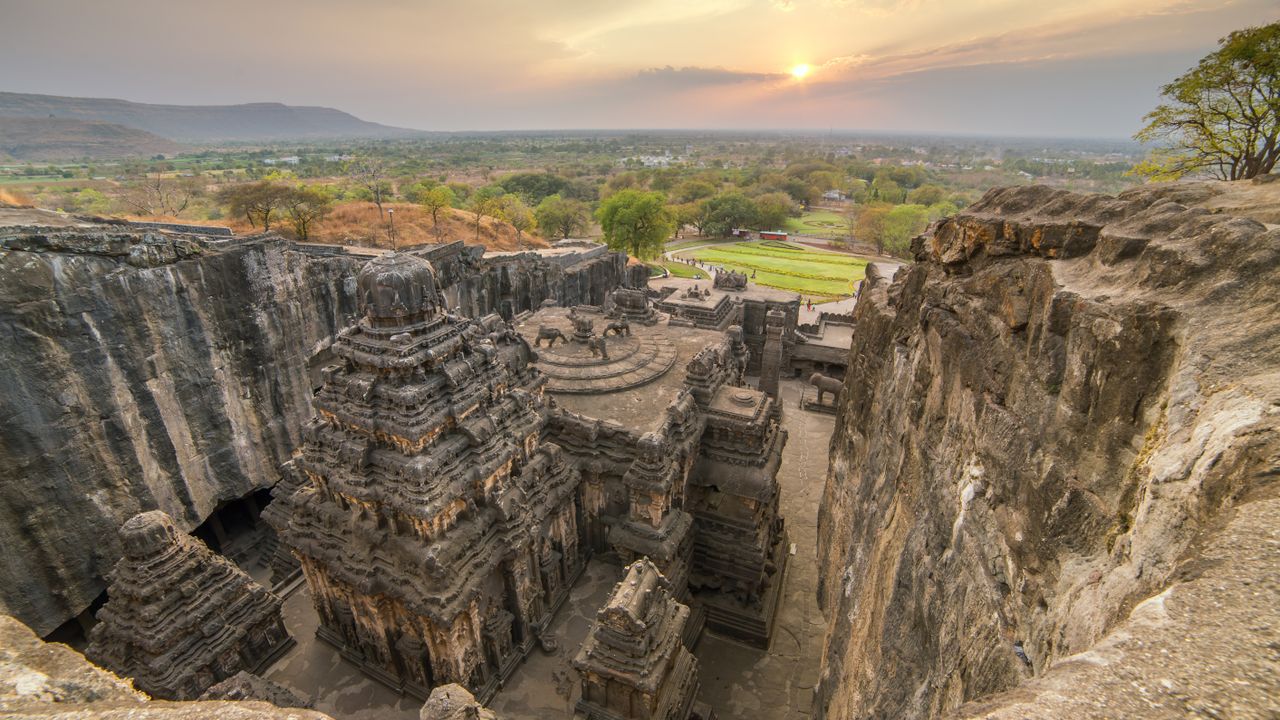 Kailasa Temple in Ellora Caves compound in Maharashtra, India