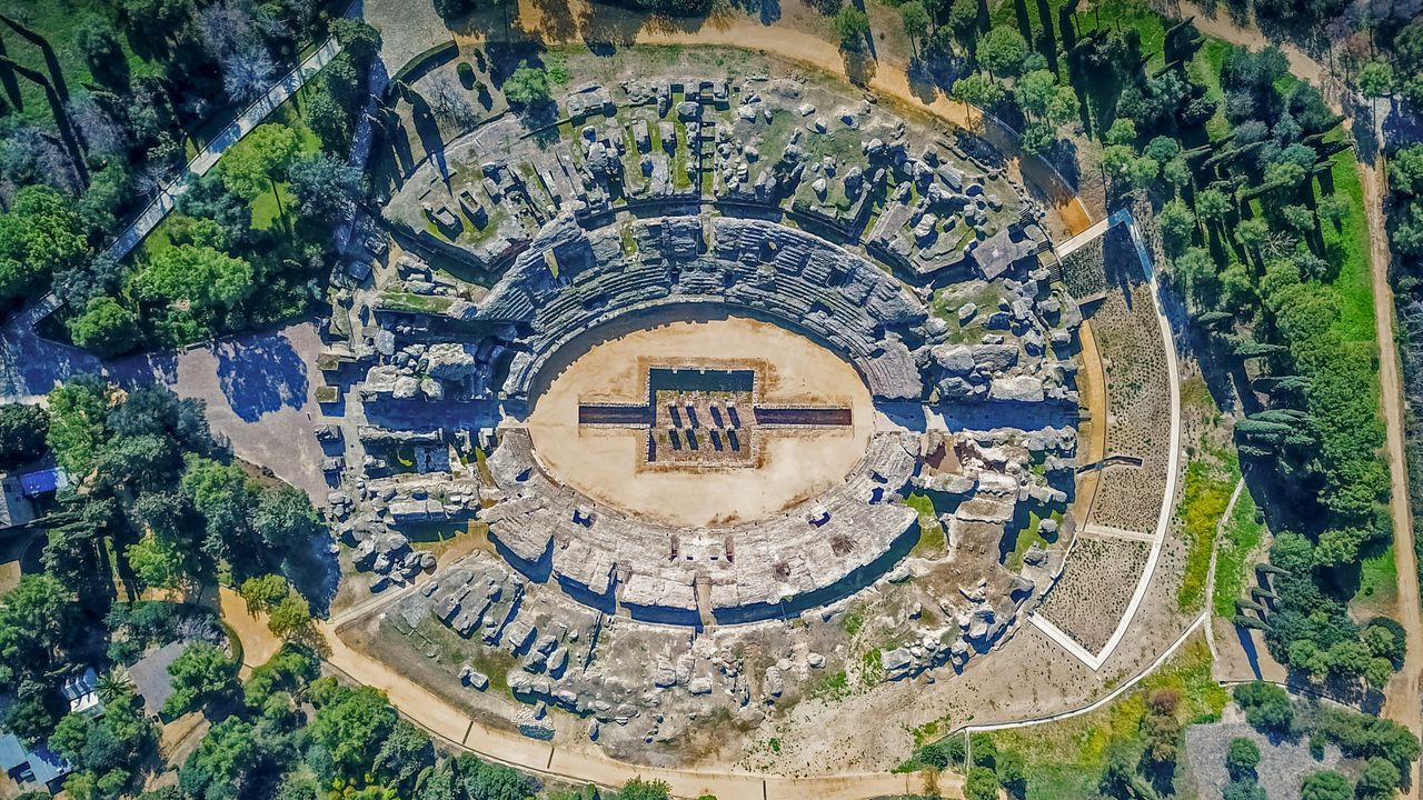 The Roman amphitheater of Itálica near Santiponce, Spain