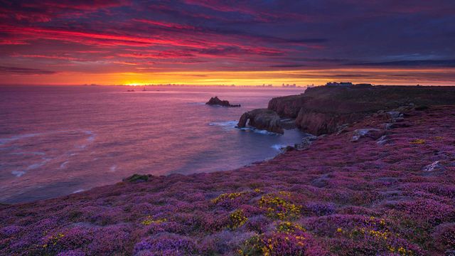 Sunset over Land's End, Cornwall in late summer