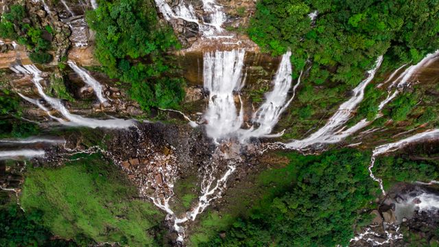 Nohsngithiang Falls in Meghalaya, India