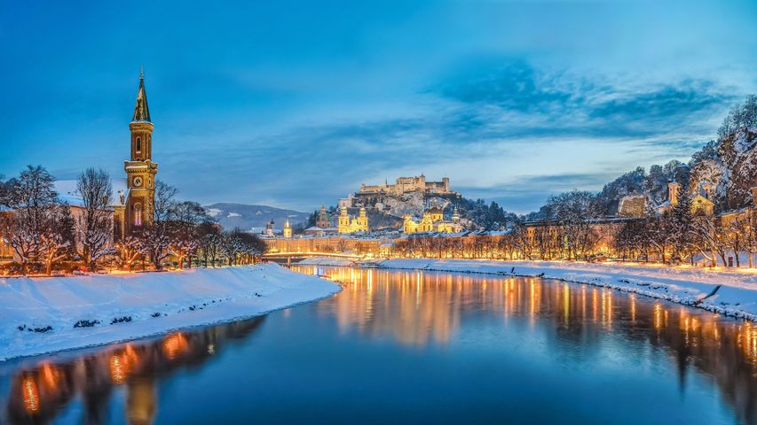 The Salzach River in Salzburg, Austria