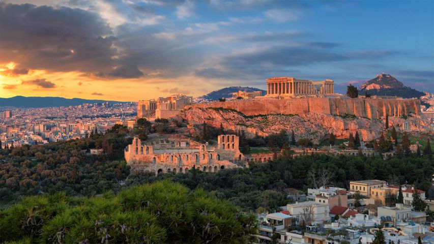 The Parthenon temple in the Acropolis of Athens, Greece