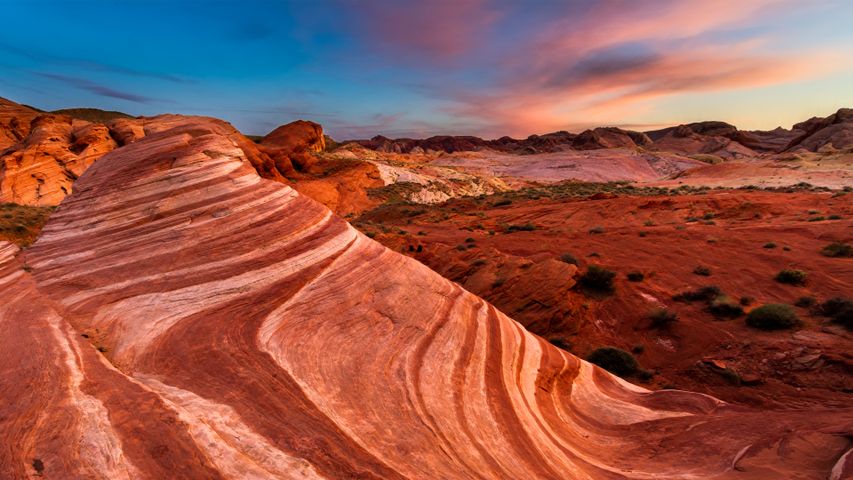 Formação rochosa Onda do Fogo, Parque Estadual Vale do Fogo, Nevada, EUA