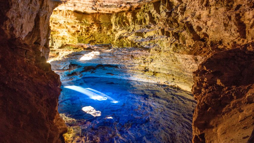 Poço Encantado cave in Chapada Diamantina, Bahia, Brazil