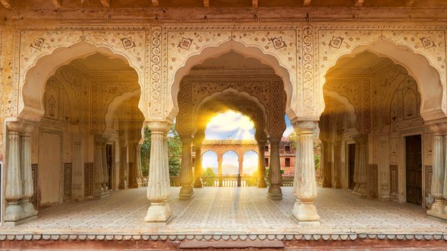 Sattais Katcheri (Corte dei 27 pilastri), Forte di Amber, Rajasthan, India