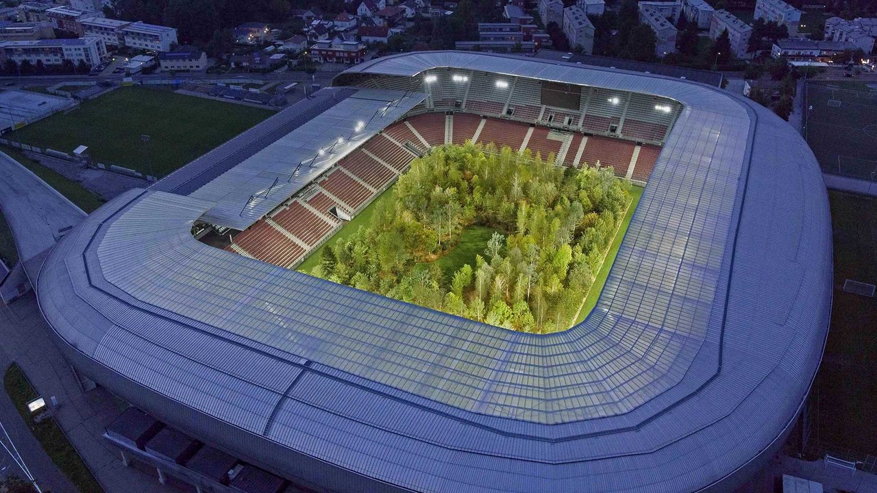 Klaus Littmann's 'FOR FOREST: The Unending Attraction of Nature' in Wörthersee Stadion, Klagenfurt, Austria