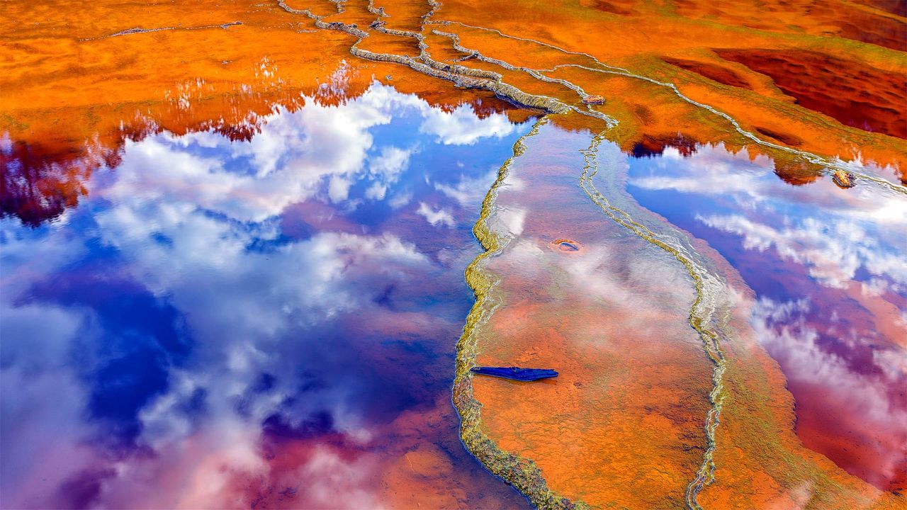 Mineral-laden water in the Rio Tinto in Minas de Rio Tinto mining area, Huelva province, Andalusia, Spain