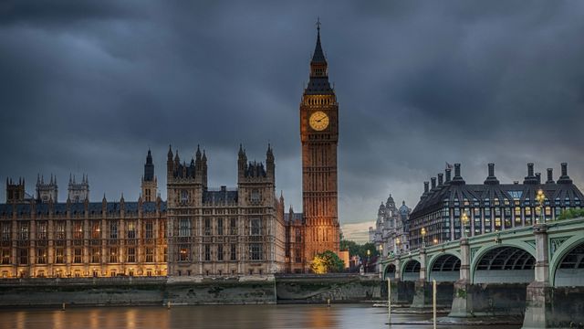 Houses of Parliament on a cloudy evening in London