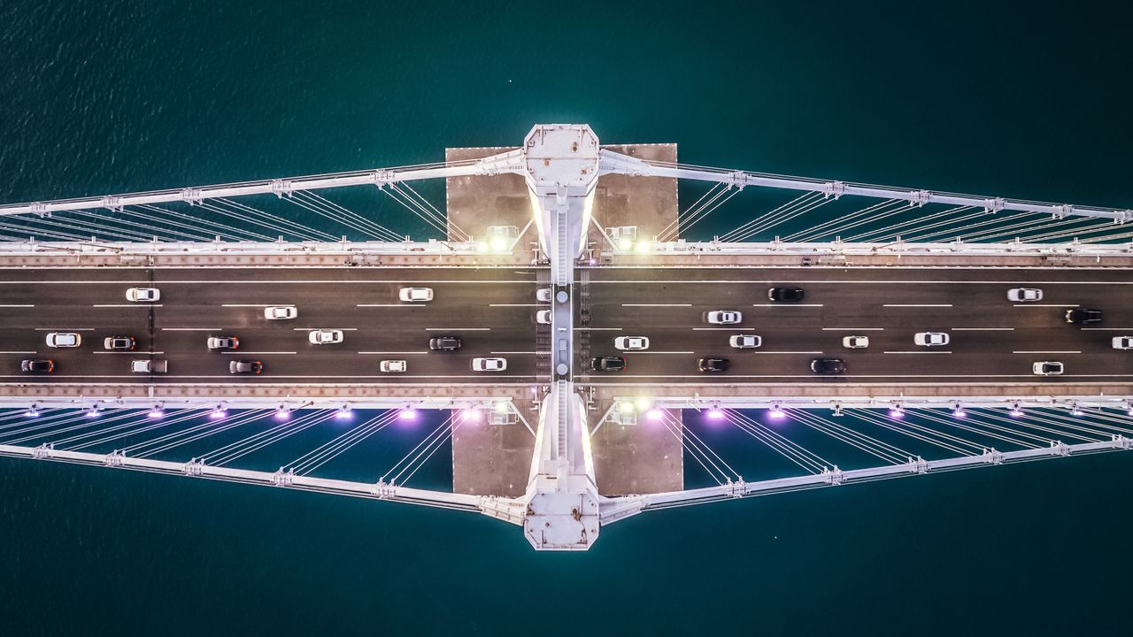 Illuminated Gwangan Bridge, Busan, South Korea